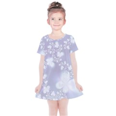 Pale Violet And White Floral Pattern Kids  Simple Cotton Dress by SpinnyChairDesigns