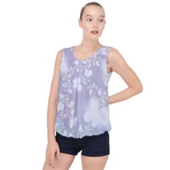 Pale Violet And White Floral Pattern Bubble Hem Chiffon Tank Top by SpinnyChairDesigns