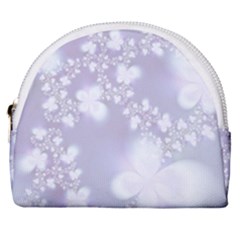 Pale Violet And White Floral Pattern Horseshoe Style Canvas Pouch by SpinnyChairDesigns