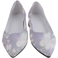 Pale Violet And White Floral Pattern Women s Block Heels  by SpinnyChairDesigns