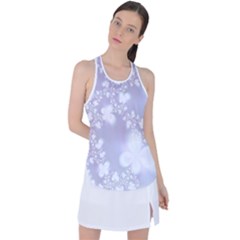 Pale Violet And White Floral Pattern Racer Back Mesh Tank Top by SpinnyChairDesigns