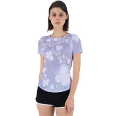 Pale Violet And White Floral Pattern Back Cut Out Sport Tee by SpinnyChairDesigns