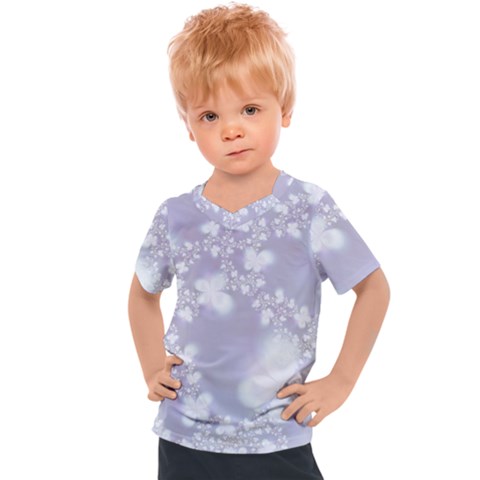 Pale Violet And White Floral Pattern Kids  Sports Tee by SpinnyChairDesigns