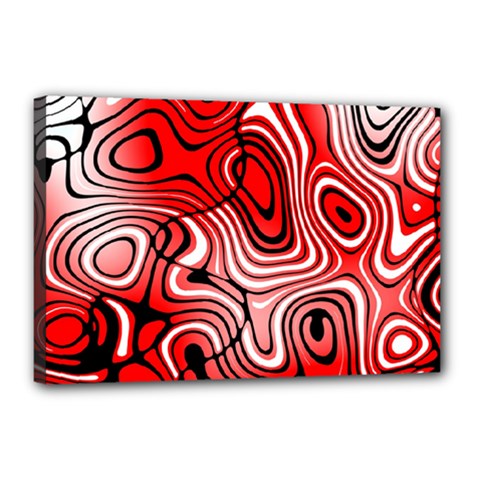 Black Red White Abstract Stripes Canvas 18  X 12  (stretched) by SpinnyChairDesigns