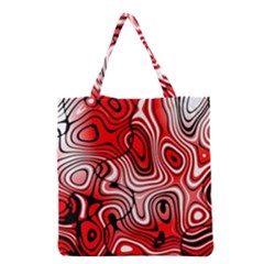 Black Red White Abstract Stripes Grocery Tote Bag by SpinnyChairDesigns