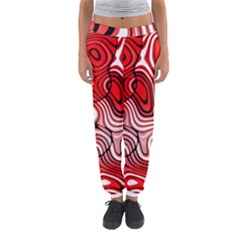 Black Red White Abstract Stripes Women s Jogger Sweatpants by SpinnyChairDesigns