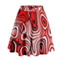 Black Red White Abstract Stripes High Waist Skirt View1