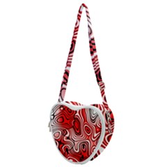 Black Red White Abstract Stripes Heart Shoulder Bag by SpinnyChairDesigns