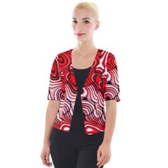 Black Red White Abstract Stripes Cropped Button Cardigan by SpinnyChairDesigns