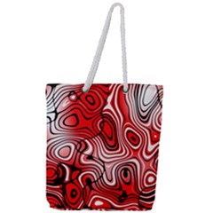 Black Red White Abstract Stripes Full Print Rope Handle Tote (large) by SpinnyChairDesigns