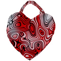 Black Red White Abstract Stripes Giant Heart Shaped Tote by SpinnyChairDesigns