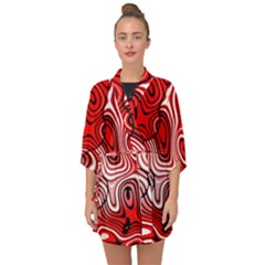 Black Red White Abstract Stripes Half Sleeve Chiffon Kimono by SpinnyChairDesigns