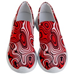 Black Red White Abstract Stripes Women s Lightweight Slip Ons by SpinnyChairDesigns