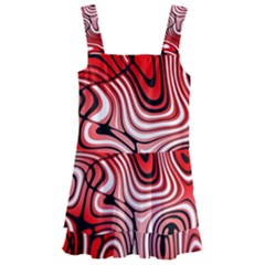 Black Red White Abstract Stripes Kids  Layered Skirt Swimsuit by SpinnyChairDesigns