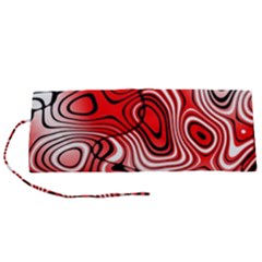 Black Red White Abstract Stripes Roll Up Canvas Pencil Holder (s) by SpinnyChairDesigns