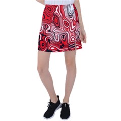 Black Red White Abstract Stripes Tennis Skirt by SpinnyChairDesigns