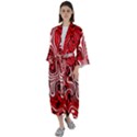 Black Red White Abstract Stripes Maxi Satin Kimono View1