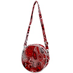 Black Red White Abstract Stripes Crossbody Circle Bag by SpinnyChairDesigns