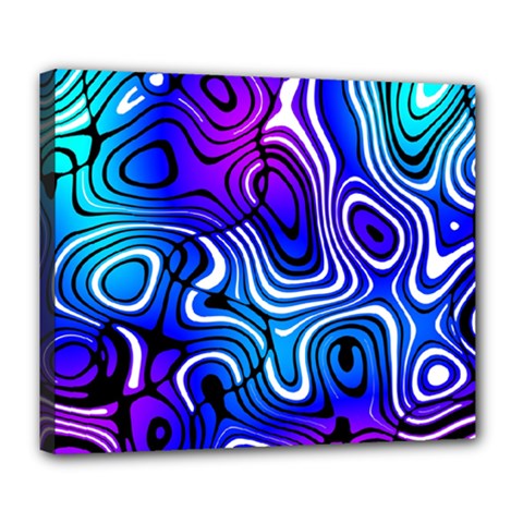 Blue Purple Abstract Stripes Deluxe Canvas 24  X 20  (stretched) by SpinnyChairDesigns