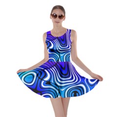 Blue Purple Abstract Stripes Skater Dress by SpinnyChairDesigns