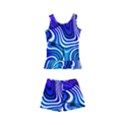 Blue Purple Abstract Stripes Kids  Boyleg Swimsuit View1