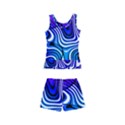 Blue Purple Abstract Stripes Kids  Boyleg Swimsuit View2