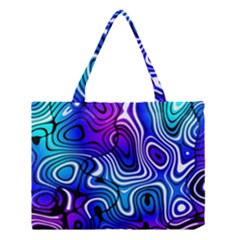 Blue Purple Abstract Stripes Medium Tote Bag by SpinnyChairDesigns