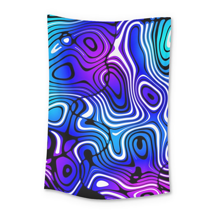 Blue Purple Abstract Stripes Small Tapestry