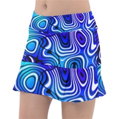 Blue Purple Abstract Stripes Tennis Skorts by SpinnyChairDesigns