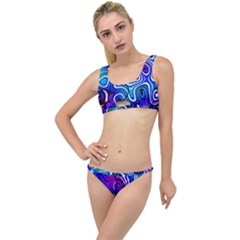 Blue Purple Abstract Stripes The Little Details Bikini Set by SpinnyChairDesigns