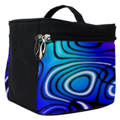 Blue Purple Abstract Stripes Make Up Travel Bag (small) by SpinnyChairDesigns