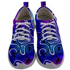 Blue Purple Abstract Stripes Mens Athletic Shoes by SpinnyChairDesigns