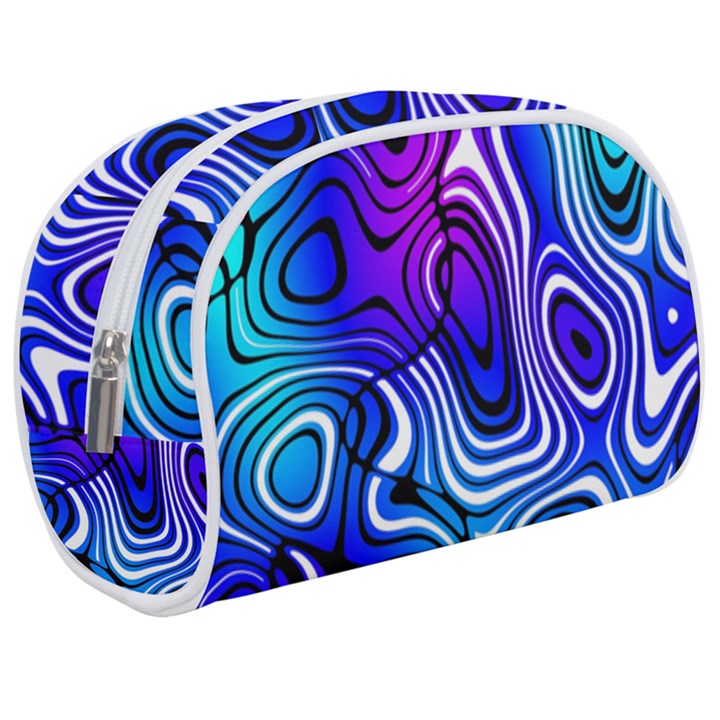 Blue Purple Abstract Stripes Makeup Case (Medium)