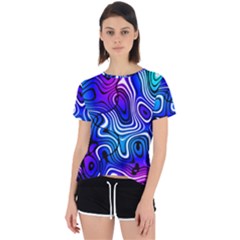 Blue Purple Abstract Stripes Open Back Sport Tee