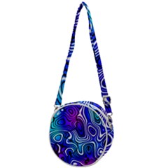 Blue Purple Abstract Stripes Crossbody Circle Bag