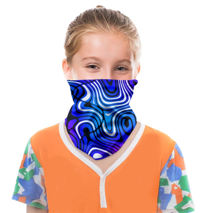 Blue Purple Abstract Stripes Face Covering Bandana (Kids)