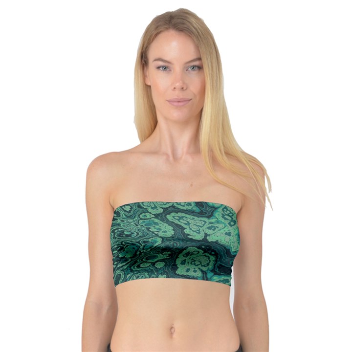 Dark Green Marbled Texture Bandeau Top