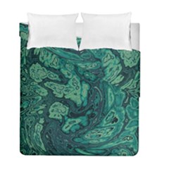 Dark Green Marbled Texture Duvet Cover Double Side (full/ Double Size) by SpinnyChairDesigns