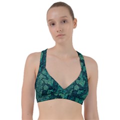 Dark Green Marbled Texture Sweetheart Sports Bra by SpinnyChairDesigns