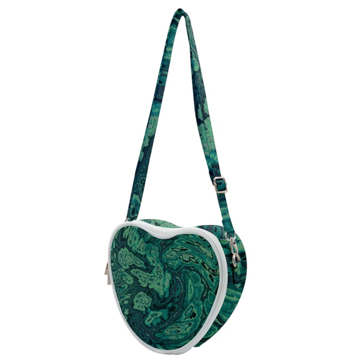 Dark Green Marbled Texture Heart Shoulder Bag