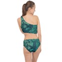 Dark Green Marbled Texture Spliced Up Two Piece Swimsuit View2