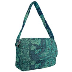 Dark Green Marbled Texture Courier Bag by SpinnyChairDesigns