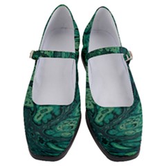 Dark Green Marbled Texture Women s Mary Jane Shoes