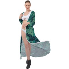 Dark Green Marbled Texture Maxi Chiffon Beach Wrap by SpinnyChairDesigns