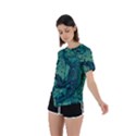 Dark Green Marbled Texture Asymmetrical Short Sleeve Sports Tee View2