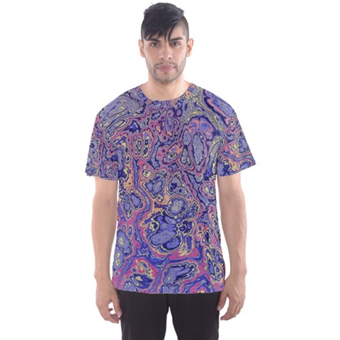 Colorful Marbled Paint Texture Men s Sport Mesh Tee by SpinnyChairDesigns