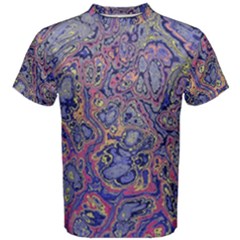 Colorful Marbled Paint Texture Men s Cotton Tee by SpinnyChairDesigns