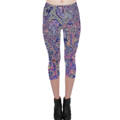 Colorful Marbled Paint Texture Capri Leggings  by SpinnyChairDesigns