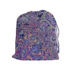 Colorful Marbled Paint Texture Drawstring Pouch (xl) by SpinnyChairDesigns