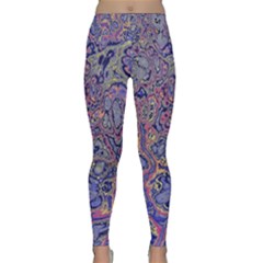 Colorful Marbled Paint Texture Lightweight Velour Classic Yoga Leggings by SpinnyChairDesigns